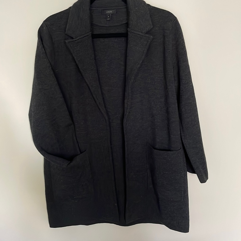 J.Crew charcoal grey knit jacket.